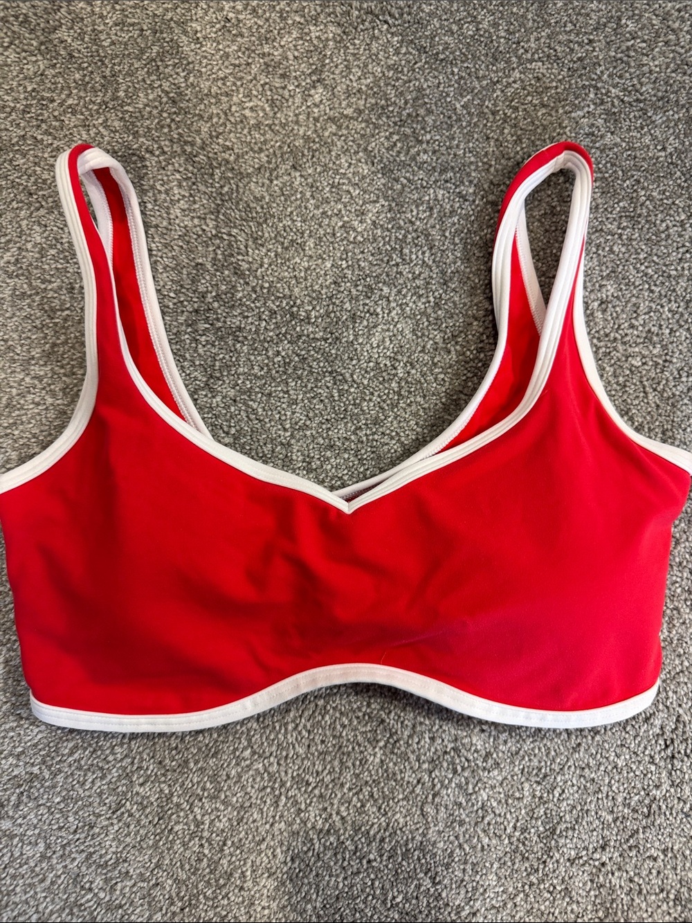 YPB Red Women's sports bra with White Trim